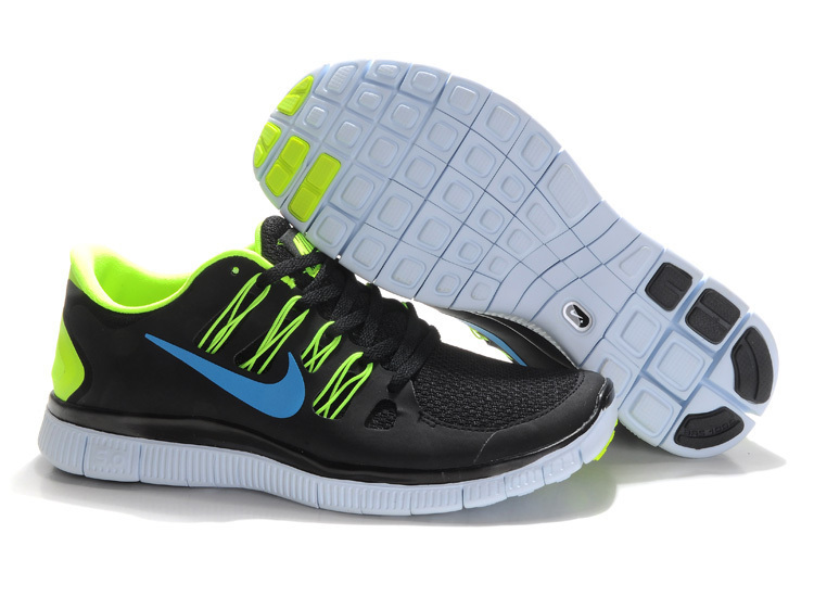 Nike Free 5.0 Black Lime Blue Mens Running Shoes
