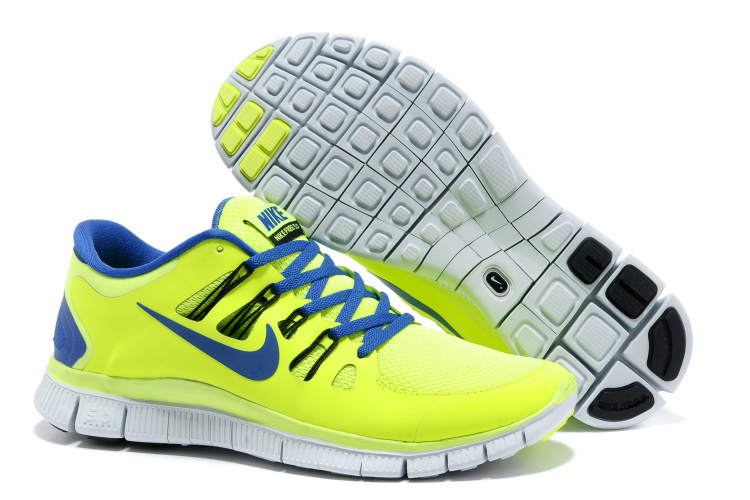 Nike Free 5.0 Green Yellow Blue Mens Running Shoes
