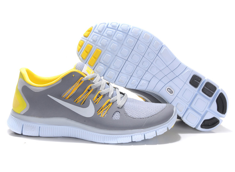 Nike Free 5.0 Grey Yellow White Mens Running Shoes