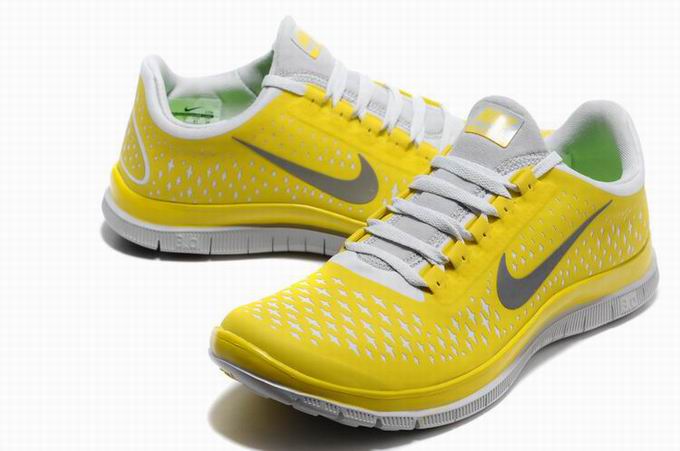 Nike Free 3.0 V4 Yellow Gray Mens Running Shoes