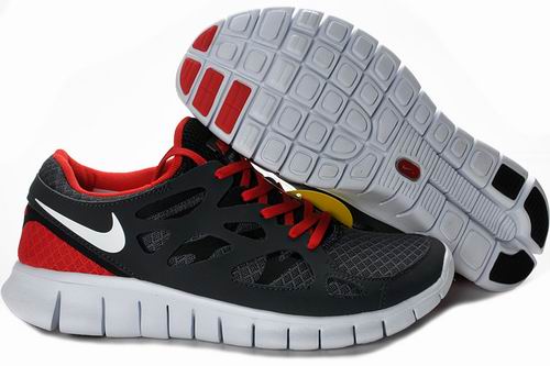 2013 Nike Free Run +2 Black Red Mens Shoes