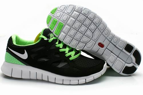 2013 Nike Free Run +2 Black Green Mens Shoes