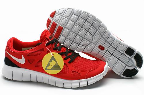 2013 Nike Free Run +2 Red Black White Mens Shoes