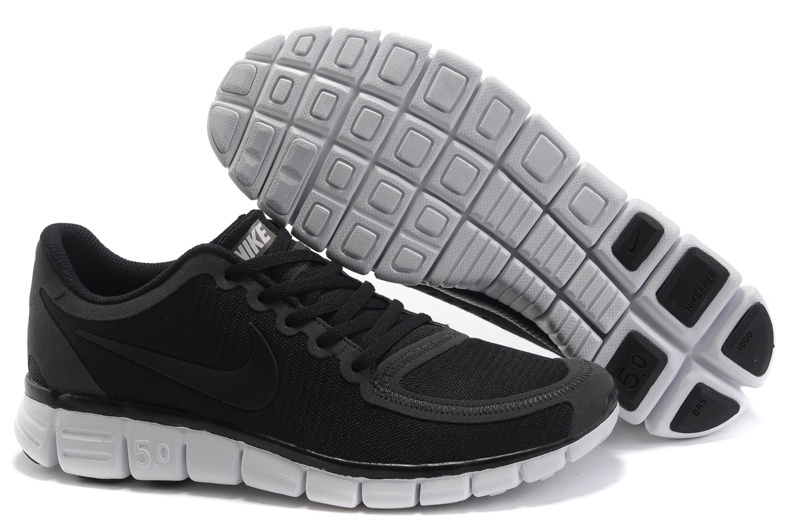 Nike Free Run 5.0 All Black White Mens Shoes