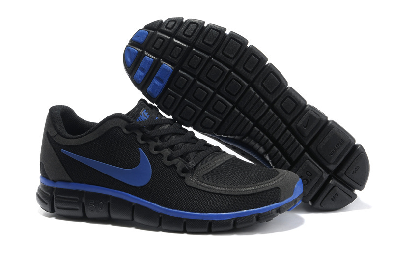 Nike Free Run 5.0 Black Dark Royalblue Mens Shoes