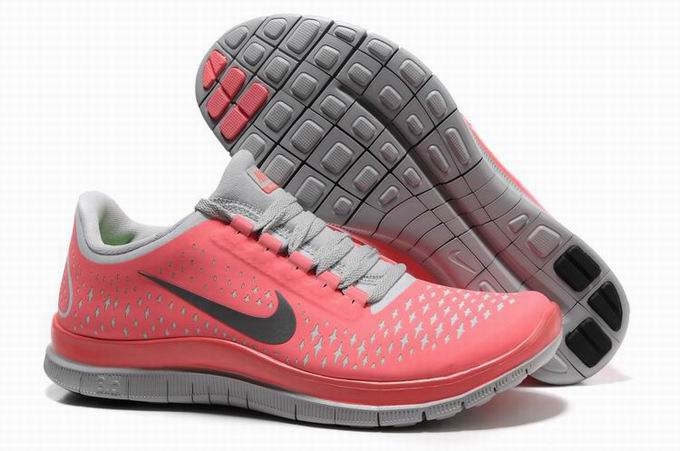 Nike Free 3.0 V4 Light Red Gray Womens Running Shoes