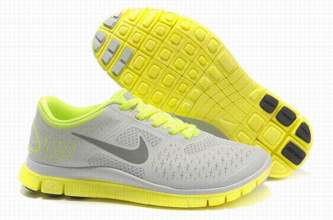 Nike Free 4.0 V2 Gray Yellow Womens Running Shoes