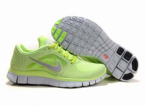 Nike Free Run +3 Fluorescent Green Silvery White Womens Running Shoes