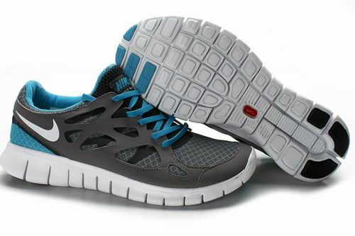 2013 Nike Free Run +2 Dark Gray Water Blue Womens Shoes