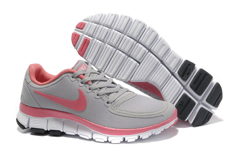 Nike Free Run 5.0 Gray White Reddish Orange Womens Shoes