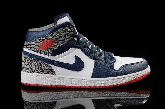 Nike Air Jordan 1 Mid Retro Basketball Mens Shoes White / Fire Red / True Blue / Cement Grey