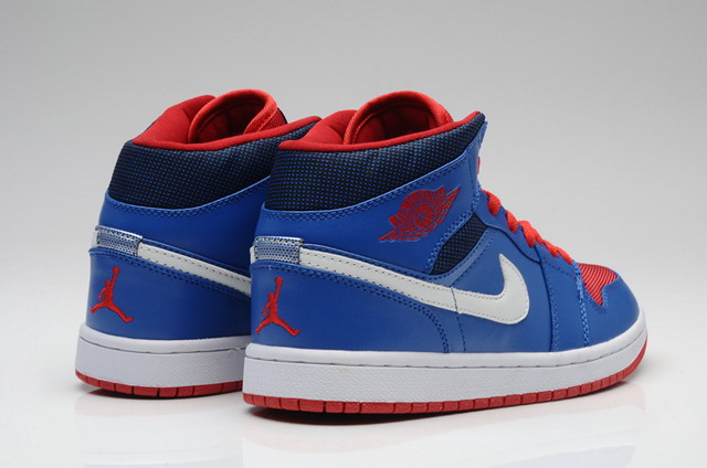 Nike Air Jordan 1 Mid Retro Mens Shoes Blue / Gym Red / White
