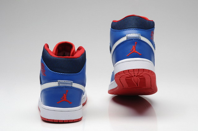 Nike Air Jordan 1 Mid Retro Mens Shoes Blue / Gym Red / White