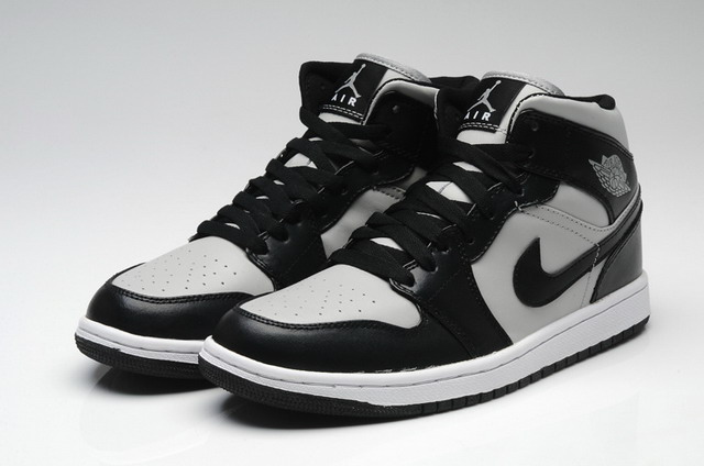 Nike Air Jordan 1 Mid Retro Mens Shoes Soft Grey / Black
