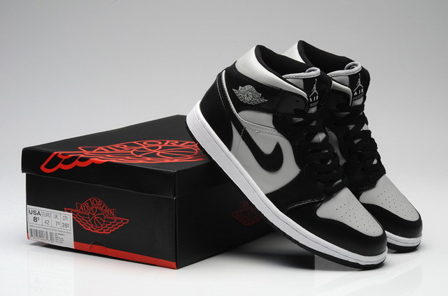 Nike Air Jordan 1 Mid Retro Mens Shoes Soft Grey / Black
