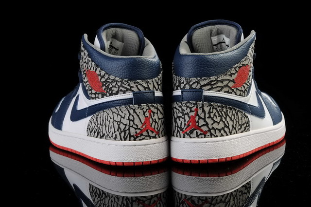Nike Air Jordan 1 Mid Retro Basketball Mens Shoes White / Fire Red / True Blue / Cement Grey