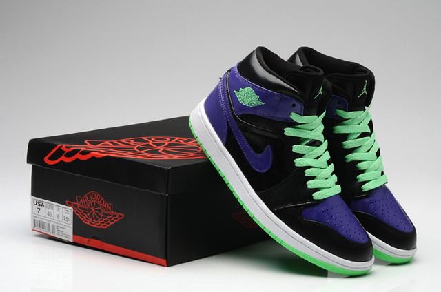 Nike Air Jordan 1 Retro Joker Mens Shoes Black / Purple / Green
