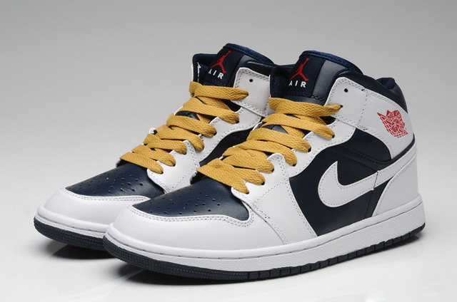 Nike Air Jordan 1 Retro Mens Shoes Navy / White / Metallic Gold
