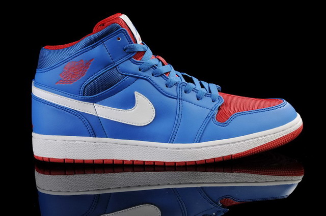 Nike Air Jordan 1 Mid Mens Shoes Game Royal / Gym Red / White
