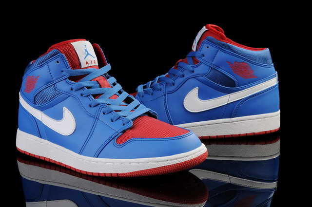 Nike Air Jordan 1 Mid Mens Shoes Game Royal / Gym Red / White