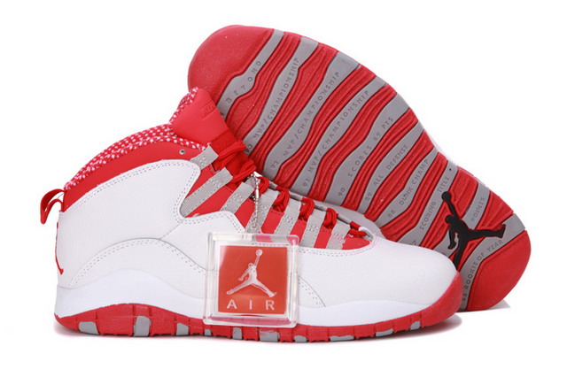 Nike Air Jordan 10 X Retro Mens Shoes White / Varsity Red / Steel Grey