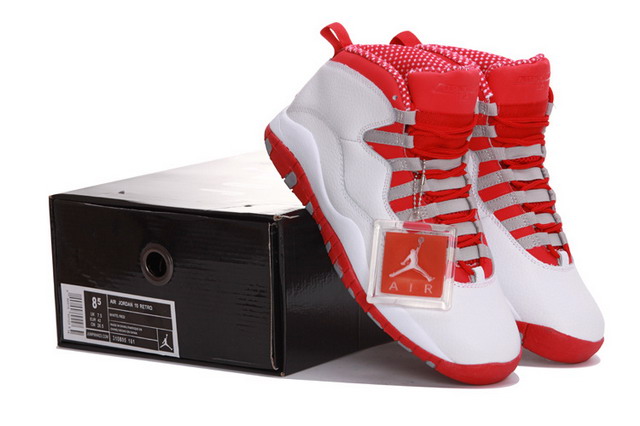 Nike Air Jordan 10 X Retro Mens Shoes White / Varsity Red / Steel Grey