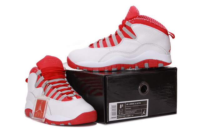Nike Air Jordan 10 X Retro Mens Shoes White / Varsity Red / Steel Grey