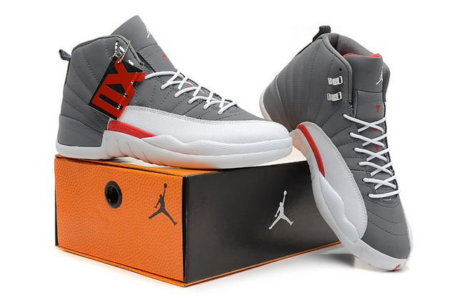 Nike Air Jordan 12 XII Retro Mens Shoes Cool Grey / White / Team Orange