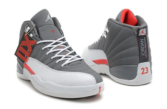 Nike Air Jordan 12 XII Retro Mens Shoes Cool Grey / White / Team Orange