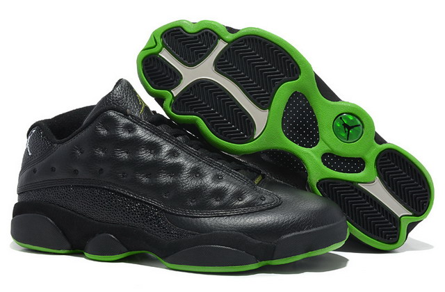 Nike Air Jordan 13 XIII Retro Low Mens Shoes Black / Altitude Green