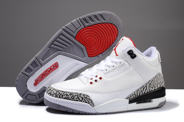 Nike Air Jordan 3 Retro Mens Shoes White / Fire Red / Cement Grey / Black