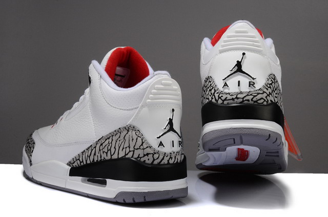 Nike Air Jordan 3 Retro Mens Shoes White / Fire Red / Cement Grey / Black