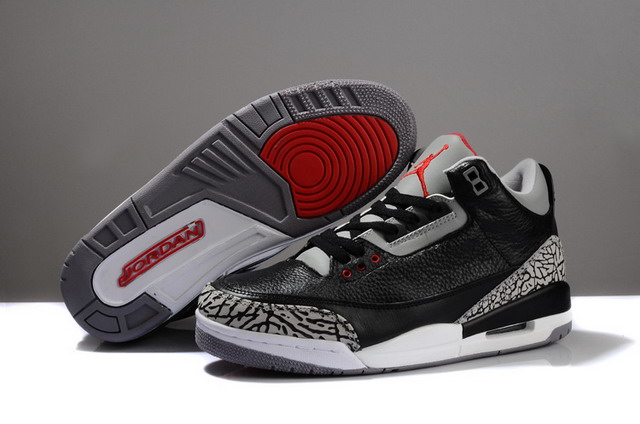 Nike Air Jordan 3 III Retro Mens Shoes Black / Varsity Red / Cement Grey