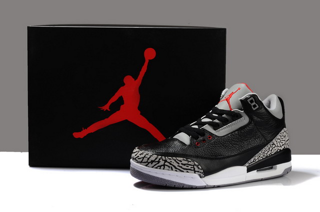 Nike Air Jordan 3 III Retro Mens Shoes Black / Varsity Red / Cement Grey