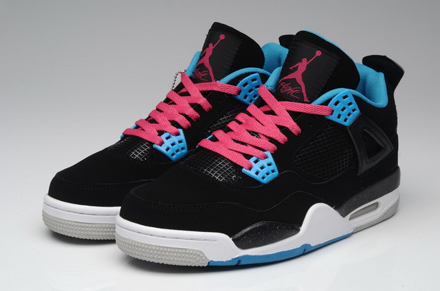 Nike Air Jordan 4 IV Retro Mens Shoes Black / Vivid Pink / Blue White