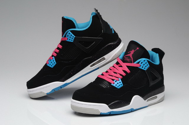 Nike Air Jordan 4 IV Retro Mens Shoes Black / Vivid Pink / Blue White