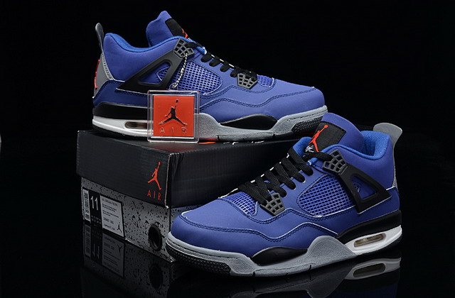 Nike Air Jordan 4 Retro Mens Shoes Royal Blue / Black / Grey