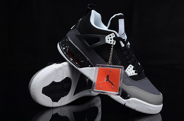 Nike Air Jordan 4 Retro Mens Shoes Black / Grey / White