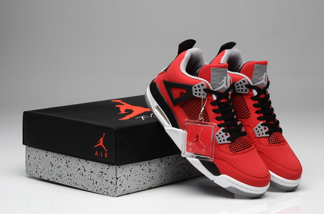 Nike Air Jordan 4 Retro Toro Bravo Mens Shoes Fire Red / White / Black Grey