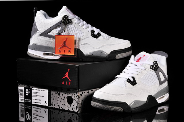 Nike Air Jordan 4 IV Retro Mens Shoes White / Black / Cement Grey