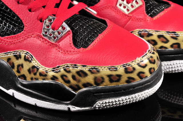 Nike Air Jordan 4 Retro Mens Shoes Red / Leopard / Black