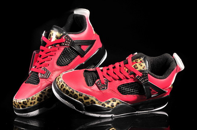 Nike Air Jordan 4 Retro Mens Shoes Red / Leopard / Black