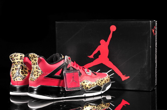 Nike Air Jordan 4 Retro Mens Shoes Red / Leopard / Black