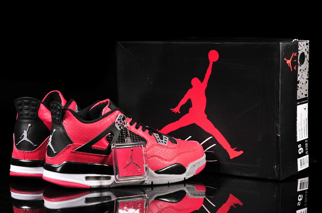 Nike Air Jordan 4 Retro Mens Shoes Red / Leopard / Black