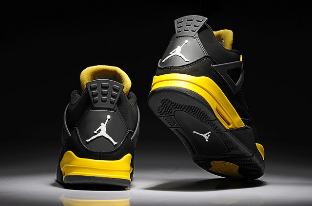 Nike Air Jordan 4 Retro Mens Shoes Black / White-tour Yellow