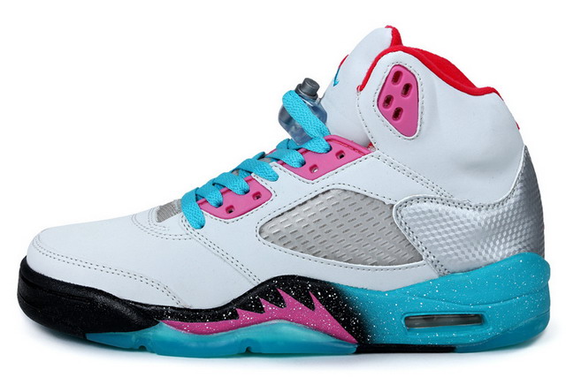 Nike Air Jordan 5 V Retro Mens Shoes White / Blue / Pink / Black