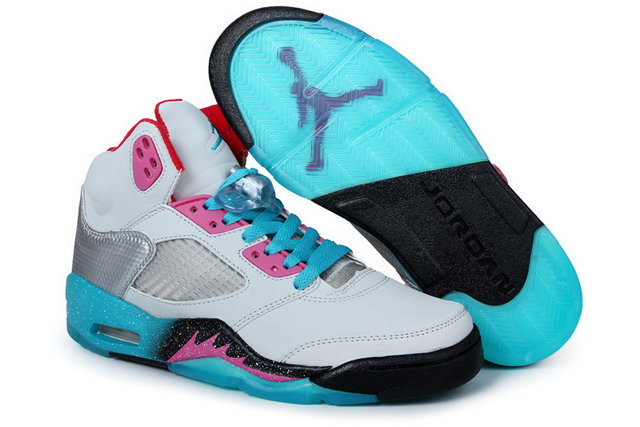Nike Air Jordan 5 V Retro Mens Shoes White / Blue / Pink / Black