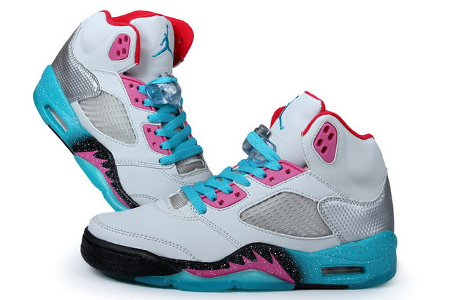 Nike Air Jordan 5 V Retro Mens Shoes White / Blue / Pink / Black