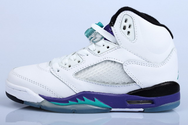 Nike Air Jordan 5 V Retro LS Mens Shoes White / Emerald Green / Grape Ice