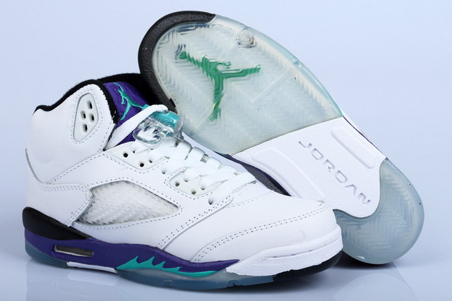 Nike Air Jordan 5 V Retro LS Mens Shoes White / Emerald Green / Grape Ice